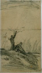 Figura seduta sotto un albero