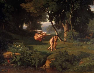 Adamo ed Eva cacciati dal Paradiso. Dipinto di Achille Benouville (1815-1891) 1841 Besançon, Museo delle Belle Arti