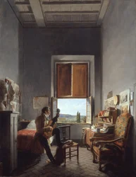 Léon Pallière 1787-1820 nella sua stanza a Villa Medici, Roma, 1817
