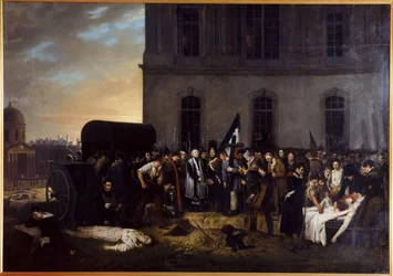 Sepoltura temporanea delle vittime di luglio davanti alla colonnata del Louvre