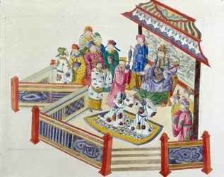 Scena davanti al Signore. Disegno tratto da un vaso cinese. Dipinto di Jean Antoine Fraisse (XVIII secolo)