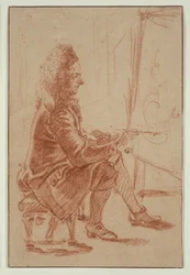 Un pittore con le barbe (forse Claude Audran), 1709 circa (gesso rosso su carta vergata, appoggiato su cartoncino vergato color crema)