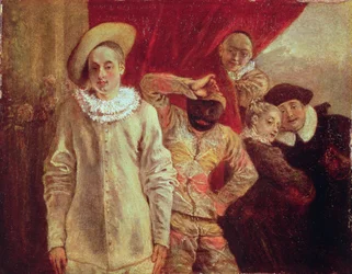Arlecchino, Pierrot e Scapin, attori della Commedia dell