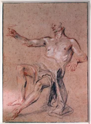 Uomo nudo Disegno a matita di Jean Antoine Watteau (1684-1721) XVIII secolo Parigi, Museo del Louvre