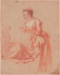 Due studi di figura di una giovane donna