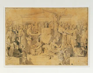Apoteosi di Omero (matita, penna, inchiostro marrone e lavaggio marrone)