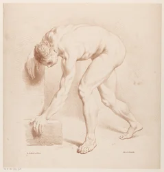 Uomo nudo piegato