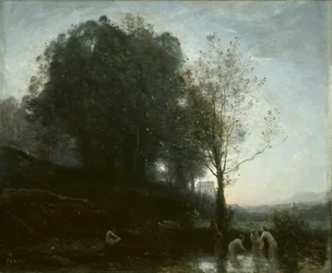 Ninfe che fanno il bagno e bambino, 1855-1860