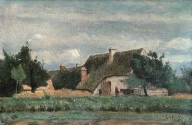 Scena di campagna, donna con una mucca