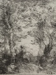 Cavaliere nel bosco, impressione originale 1854, stampata nel 1921