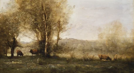 Lo stagno con tre mucche