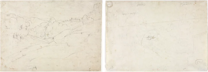 Vista di Marino (recto); Schizzo per un paesaggio (verso)
