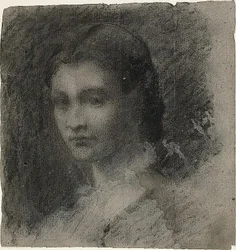 Busto di giovane donna (recto); figura femminile seduta (verso)