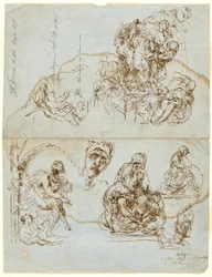 Lettera incompiuta con studi per il gruppo Ugolino