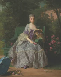 Ritratto di Maria Teresa Luisa di Savoia, Principessa di Lamballe (1749-1792), seduta a figura intera, in abito lilla