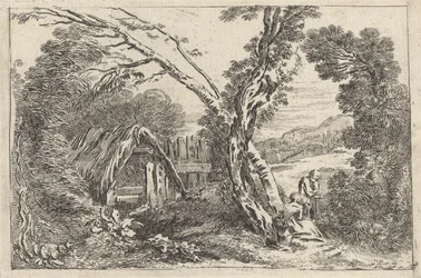 Uomo e donna che scavano, tavola da "Un nuovo libro di paesaggi", 1637