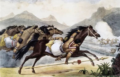 Indiani Guaycuru a cavallo, da «Viaggio pittoresco e storico in Brasile», Brasile