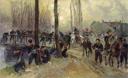 Imboscata vicino a un Ponte Difeso da Truppe, Mattina Presto