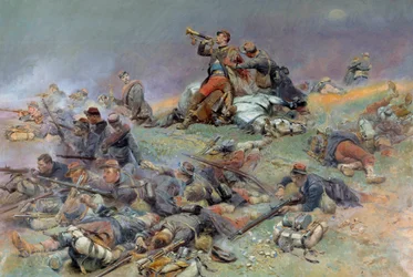 Morte del comandante Berbegier alla battaglia di Saint-Privat, il 18/08/1870. Dipinto di Édouard Detaille