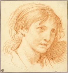 Testa di ragazza con occhi fissi