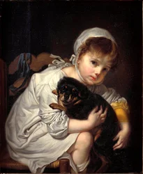 La piccola ragazza con il cagnolino