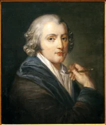 Autoritratto. Dipinto di Jean Baptiste Greuze (1725-1805), olio su tela, circa 1755. Arte francese XVIII secolo. Hotel Dieu, Musee Greuze, Tournus