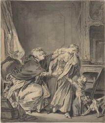 La madre arrabbiata (lavatura nera e grigia su grafite su carta vergata)