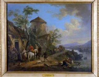 Scena di campagna: "Il colpo di staffa" - dipinto di J.B Lallemand (1716 - 1803), fine XVII secolo, Museo delle Belle Arti di Digione
