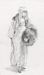 Donna russa con manicotto di pelliccia di Jean-Baptiste Le Prince (1734-1781), tra il 1758 e il 1761