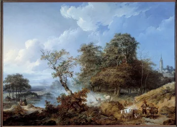 Paesaggio animato. Dipinto di Jean Baptiste Leprince (1734-1781)