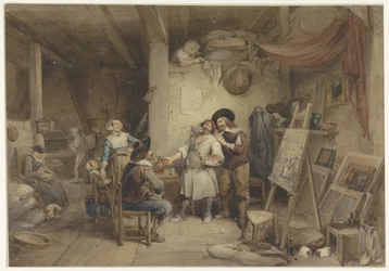 Adriaen Brouwer con il suo allievo J. van Craesbeek