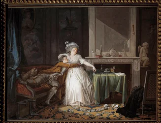La tazza rotta. Dipinto di Jean Baptiste Mallet (1759-1835)