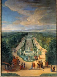Veduta del boschetto della Galleria degli Antichi nei giardini di Versailles