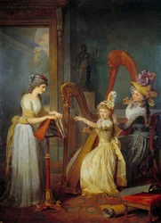 Stephanie Felicite Ducrest de Saint-Aubin, Contessa di Genlis (detta Madame de Genlis) dà una lezione di arpa ai figli del Duca d
