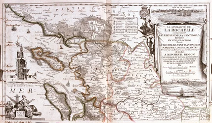 Mappa del Poitou Charentes (Francia) (incisione)