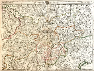 Mappa della provincia del Tirolo (Germania) (incisione)
