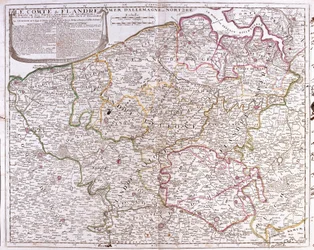 Mappa della Contea delle Fiandre (attuali Fiandre Occidentali e Orientali del Belgio)