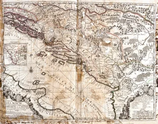 Mappa del Regno di Dalmazia (attuale Croazia e Montenegro), sulla costa del Golfo di Venezia (Mar Adriatico)