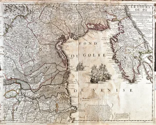 Mappa della foce del Po in Italia (incisione)