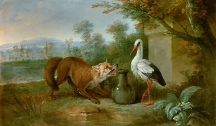 La volpe e la cicogna (Illustrazione della favola di Jean de la Fontaine)