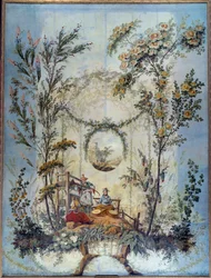 Cineseria: pannello decorativo raffigurante una scena cinese, progettato da Jean Pillement (1728-1808)