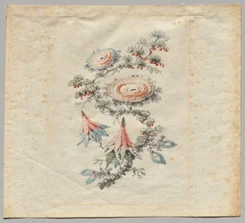 Disegno di ricamo floreale per la manifattura di seta di Lione