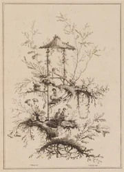 Piatto da un set di rappresentazioni di chinoiserie