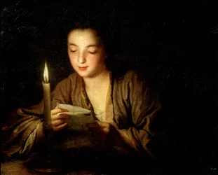 Ragazza con una candela, fine del XVII o inizio del XVIII secolo.