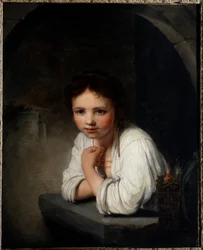 Ritratto di una ragazza alla finestra, dipinto di Jean-Baptiste Santerre (1651-1717), XVIII secolo, Musée des Beaux-Arts, Orléans