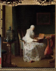 La serinette o dama che varia i suoi divertimenti Dipinto di Jean Baptiste Simeon Chardin (1699-1779) XVIII secolo
