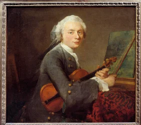 Il giovane uomo con il violino o ritratto di Charles Théodose Godefroy (1718-1796). Dipinto di Jean-Baptiste-Siméon Chardin