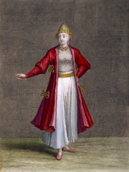 Una ragazza bulgara, tavola 83 dalla «Raccolta di cento stampe raffiguranti le diverse nazioni del Levante» di Charles de Ferriol, incisa da Jean-Baptiste Haussard (attivo 1679-1749), 1707-08