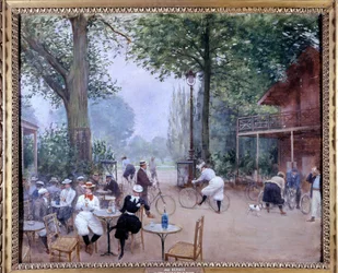 Chalet del ciclo al Bois de Boulogne, ca. 1900 - Acquerello di Jean Beraud (+ 1935). Museo dei Sigilli