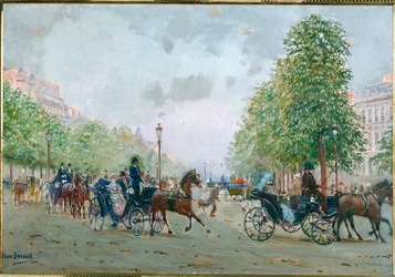 Carrozze sugli Champs Elysees, Parigi (dipinto su tela)